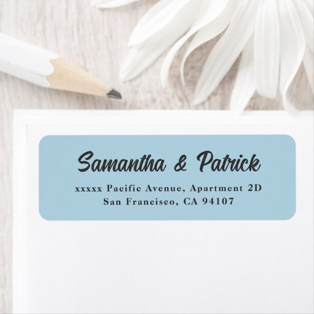 Elegant Blue Wedding Return Address Labels (Insitu)