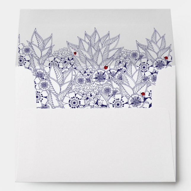 Elegant Blue Wedding RSVP Custom Envelope (Back (Bottom))