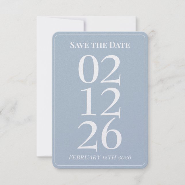 Elegant Blue Wedding Save the Date Cards (Front)