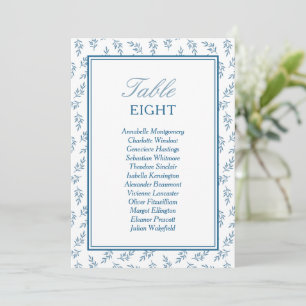 Elegant Blue Wedding Table Number Seating Chart