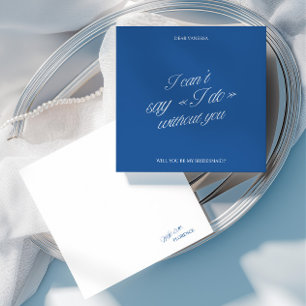 Elegant Blue & White Bridesmaid Proposal Card