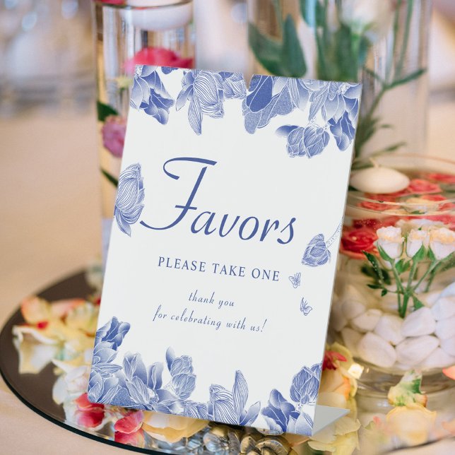 Elegant Blue White Chinoiserie Floral Favour Sign (Creator Uploaded)