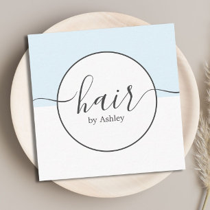 Elegant Blue White Circle Hairdresser Square Business Card