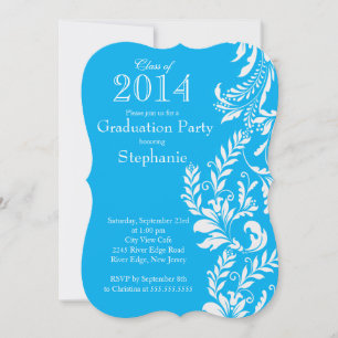 Elegant Blue White Class of 2014 Graduation Party Invitation