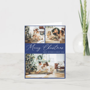 Elegant Blue&White Collage Christmas Holiday Card