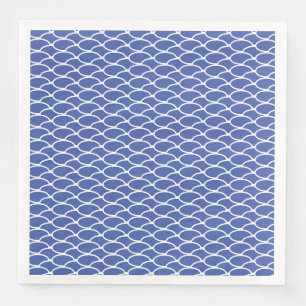 Elegant Blue White Cresting Ocean Waves Pattern Napkin