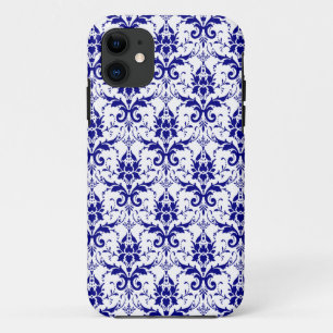 Elegant Blue White Damask Pattern iPhone 5 Case