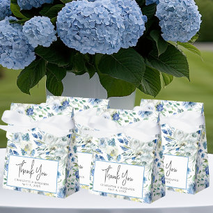 Elegant Blue White Floral Pattern Garden Wedding Favour Box