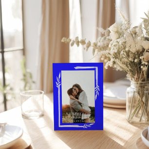 Elegant Blue & White Floral Save the Date Wedding Postcard