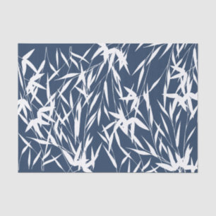 Elegant Blue & White Foliage Leaves Tissue Paper