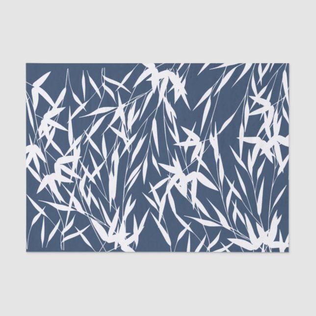 Elegant Blue & White Foliage Leaves  Tissue Paper (Front)