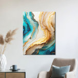 Elegant Blue White Gold Chic Agate Marble Canvas Print<br><div class="desc">Elegant Blue White Gold Chic Agate Marble Canvas Art</div>