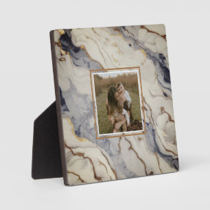 Elegant blue white gold copper marble granite  plaque
