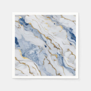 Elegant blue white gold marble granite pattern napkin