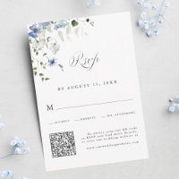 Elegant Blue White Green Floral Wedding QR Code