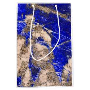 Elegant blue white grey granite marble pattern medium gift bag