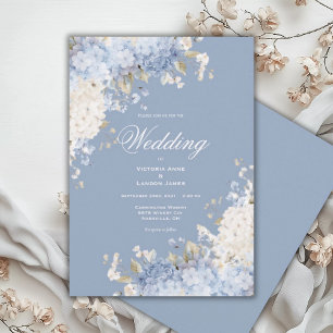 Elegant Blue White Hydrangeas Wedding Invitation