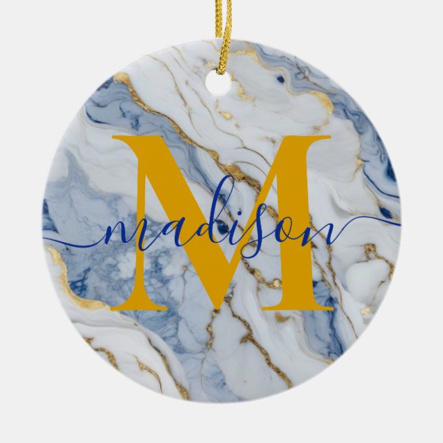 Elegant blue white maize gold marble granite ceramic tree decoration (Front)