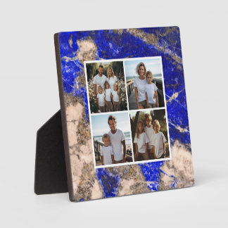 Elegant blue white marble granite Family photo Plaque