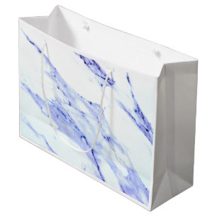 Elegant Blue White Marble granite pattern  Large Gift Bag