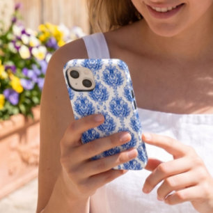Elegant Blue White Mediterranean Damask Pattern Case-Mate iPhone 14 Case
