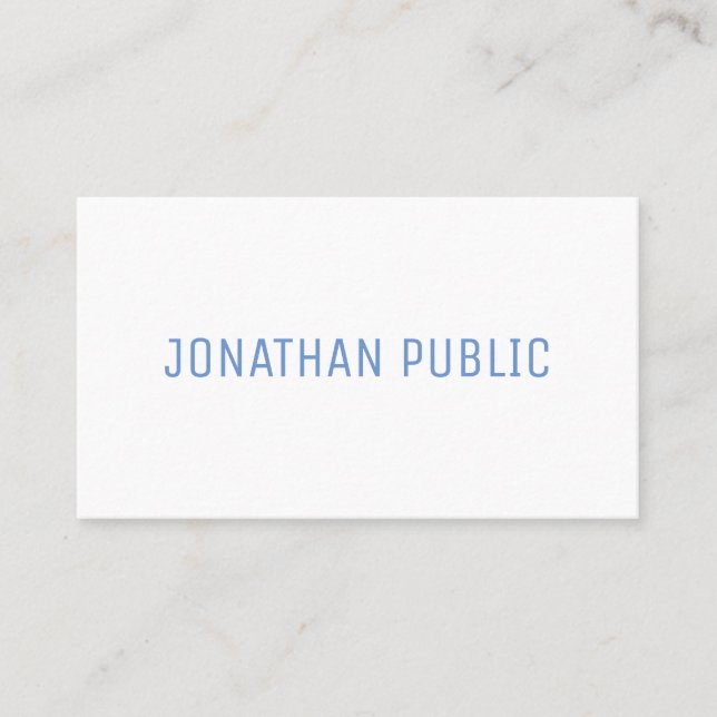 Elegant Blue White Minimalistic Template Modern Business Card (Front)