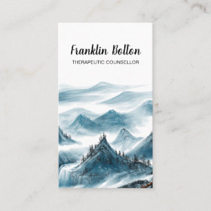Elegant Blue & White Mountains View Appointments  Business Card