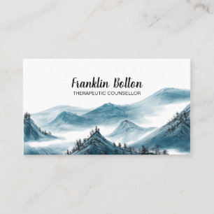 Elegant Blue & White Mountains View  Business Card