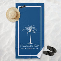 Elegant Blue White Palm Tree Personalised