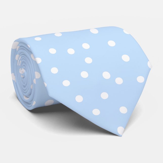 Elegant Blue White Polka Dots Groom Gift   Tie (Rolled)