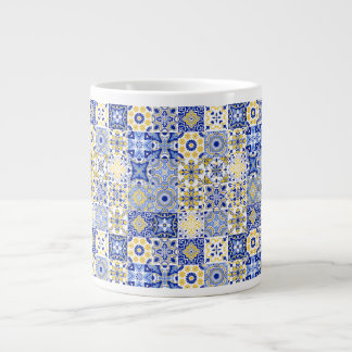Elegant blue& white Portuguese Azulejo pattern Large Coffee Mug