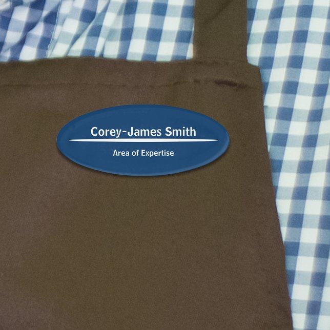 Elegant Blue White Professional Expertise & Oval Name Tag (Elegant Blue White Professional Expertise & Oval Name Tag)