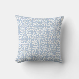 Elegant Blue White Scandinavian Folk Art Floral Th Cushion