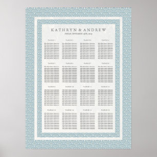 Elegant Blue+White Seigaiha Wedding Seating Chart