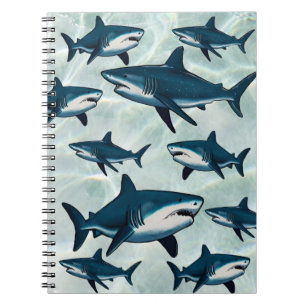 Elegant blue white shark  notebook
