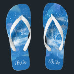 Elegant Blue White Something Blue Wedding Bride Flip Flops<br><div class="desc">Featuring classic blue and white gradient pattern, these elegant flip flops are a pretty something blue idea for your wedding. They will add a stylish dose of glam to your wedding day, bachelorette party, or other celebration. ♥Customise it with your wording by using the template fields. ♥ If you want to change the...</div>
