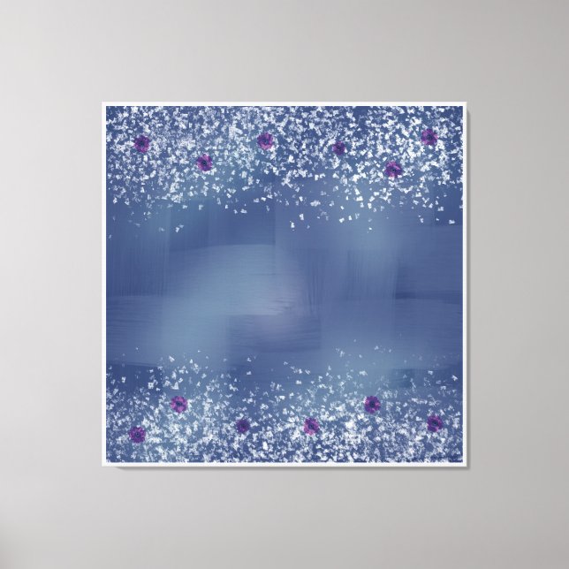 Elegant Blue & White Stretched Canvas Print (Front)