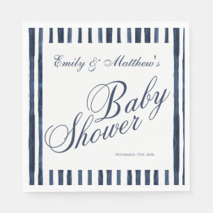 Elegant Blue White Stripes Baby Shower Napkin