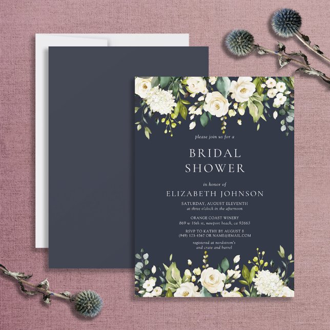 Elegant Blue & White Watercolor Bridal Shower Invitation (Creator Uploaded)