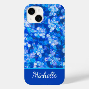 Elegant Blue White Watercolor Flowers Monogram Case-Mate iPhone 14 Case