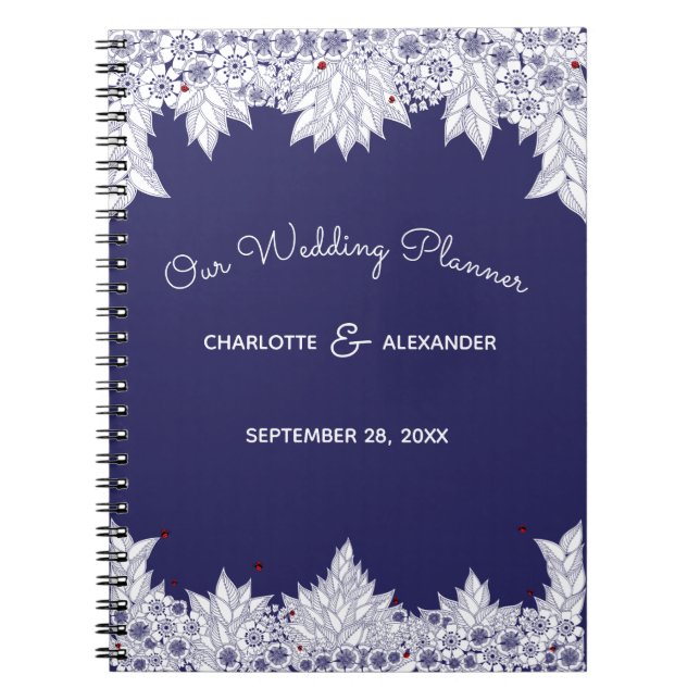 Elegant Blue White Wedding Notebook (Front)
