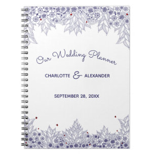 Elegant Blue White Wedding Planner Notebook
