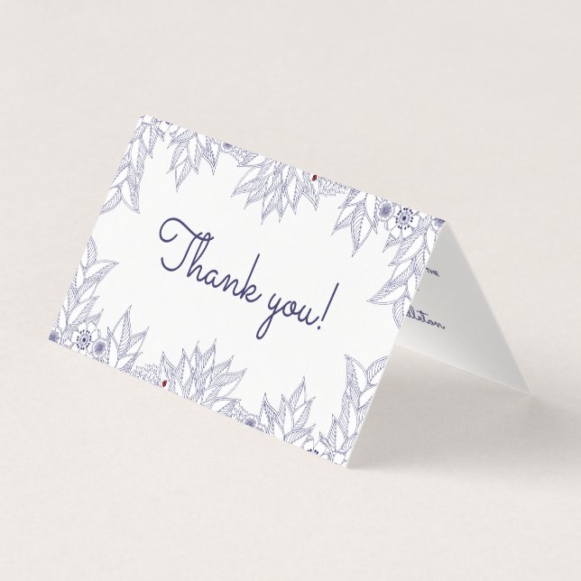 Elegant Blue White Wedding Thank you (Front)