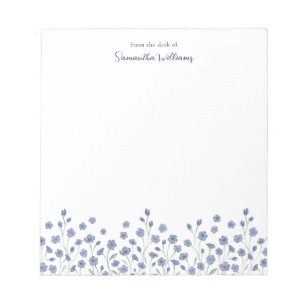 Elegant Blue Wildflower Personalized Notepad