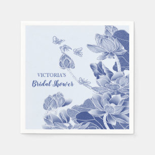 Elegant Blue Willow Chinoiserie Chic Bridal Shower Napkin
