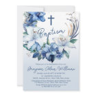 Elegant Blue Winter Floral Boy Baptism