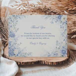 Elegant Blue Winter Floral Grace Thank You Card