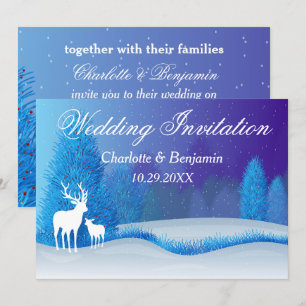 Elegant Blue Winter Snow Landscape  Wedding  Invit Invitation