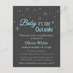 Elegant Blue Winter Snowflake Baby Shower Invitation