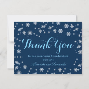 Elegant blue Winter Snowflake Thank You Card